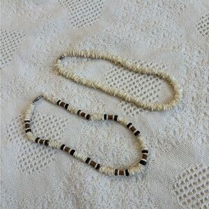 Elegant Cream and Brown Puka Necklace Set
